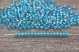 Round Transparent Iridescent Glass Beads, 4mm Glass Round Seed Beads, Blue AB Trans Seed Beads, Beading Supplies #2138