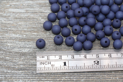 8mm Matte Navy Round Beads, Acrylic Gumball Bead, Frosted Navy Round Spacer Beads, Bubblegum Beads, Plastic Round Bead #2188