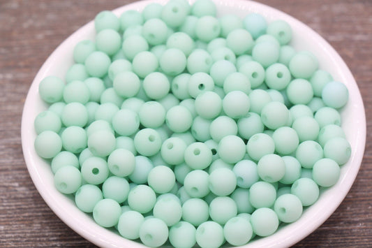 8mm Matte Mint Round Beads, Acrylic Gumball Bead, Frosted Mint Round Spacer Beads, Bubblegum Beads, Plastic Round Bead #2189