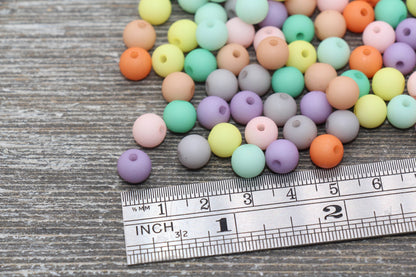 8mm Matte Multicolor Round Beads, Acrylic Gumball Bead, Frosted Mix Color Round Spacer Beads, Bubblegum Beads, Plastic Round Bead #2190