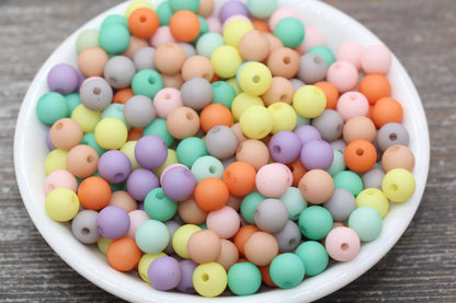 8mm Matte Multicolor Round Beads, Acrylic Gumball Bead, Frosted Mix Color Round Spacer Beads, Bubblegum Beads, Plastic Round Bead #2190