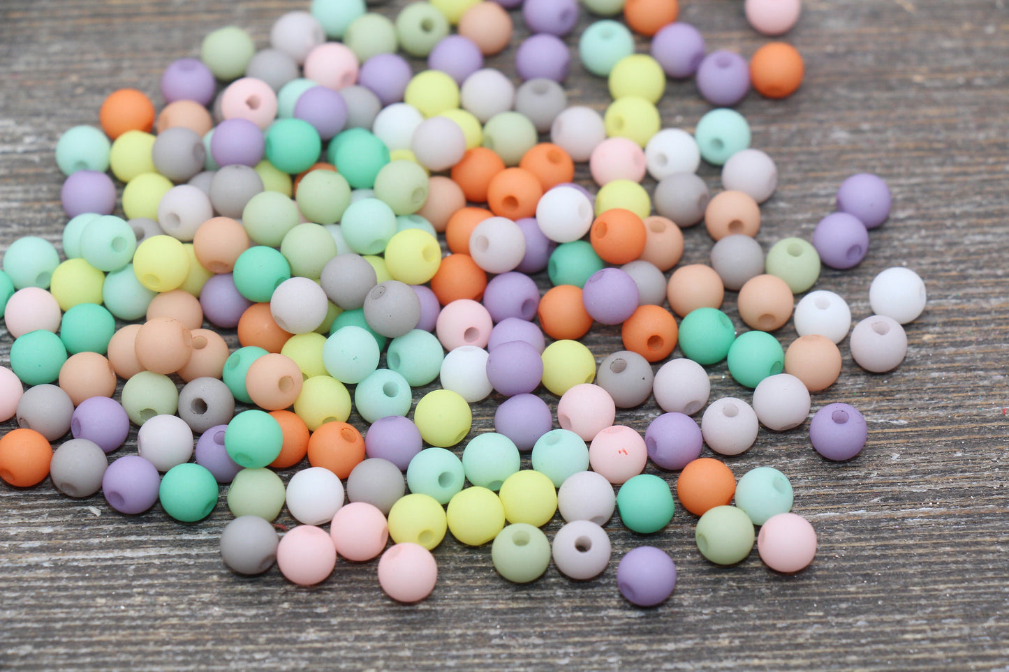 6mm Matte Multicolor Gumball Beads, Frosted Round Acrylic Loose Beads, Matte Bubblegum Beads, Chunky Beads, Round Plastic Beads #2192