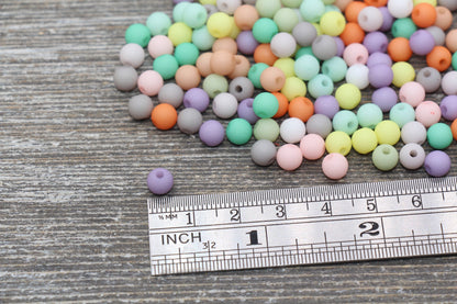 6mm Matte Multicolor Gumball Beads, Frosted Round Acrylic Loose Beads, Matte Bubblegum Beads, Chunky Beads, Round Plastic Beads #2192