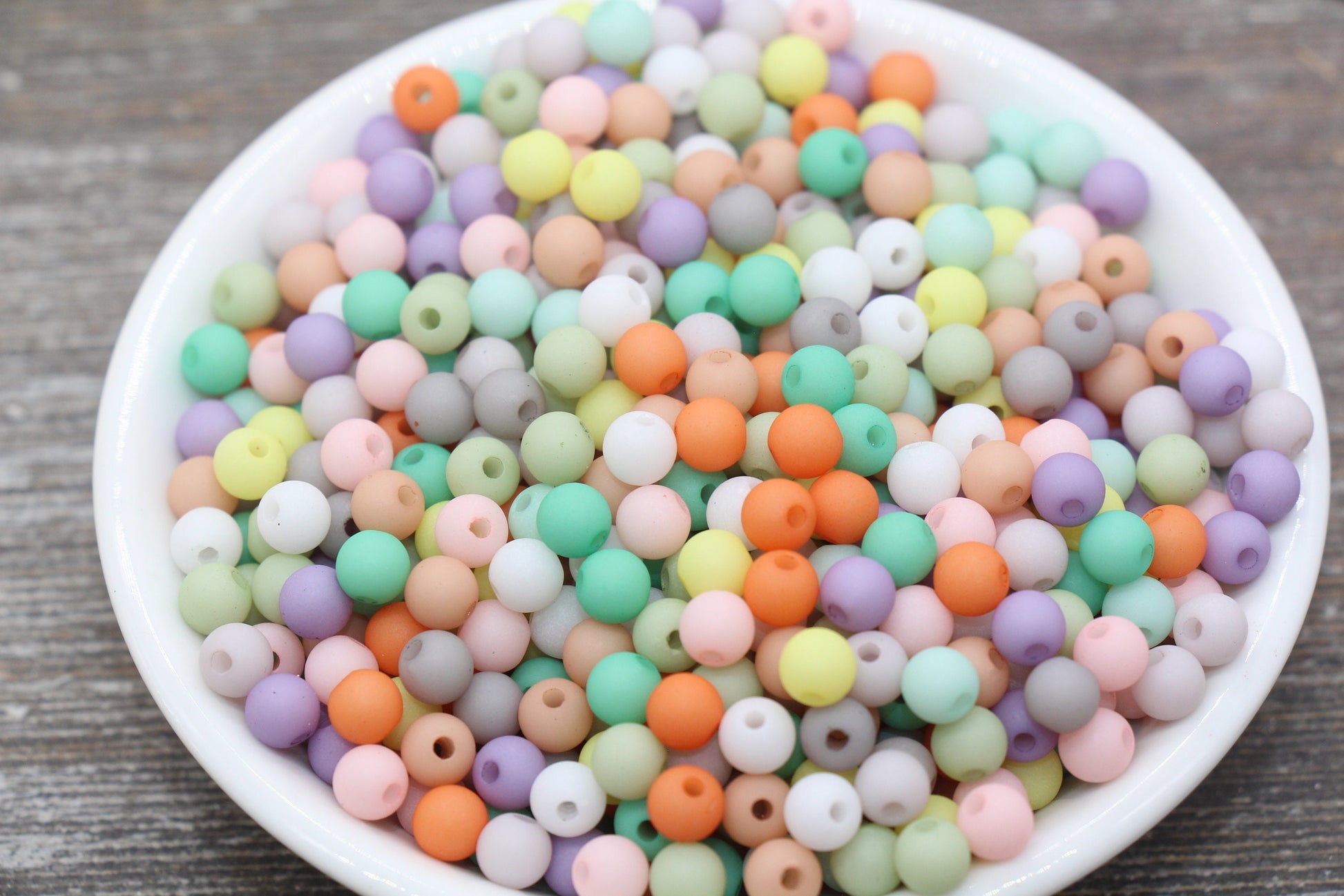 6mm Matte Multicolor Gumball Beads, Frosted Round Acrylic Loose Beads, Matte Bubblegum Beads, Chunky Beads, Round Plastic Beads #2192