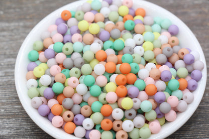 6mm Matte Multicolor Gumball Beads, Frosted Round Acrylic Loose Beads, Matte Bubblegum Beads, Chunky Beads, Round Plastic Beads #2192