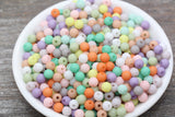6mm Matte Multicolor Gumball Beads, Frosted Round Acrylic Loose Beads, Matte Bubblegum Beads, Chunky Beads, Round Plastic Beads #2192