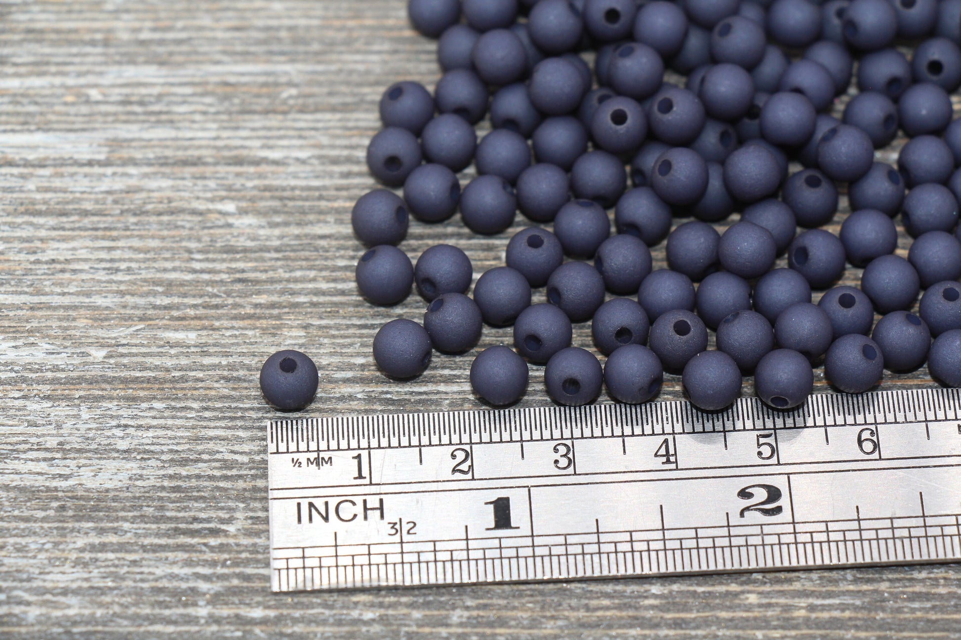 6mm Matte Navy Gumball Beads, Frosted Round Acrylic Loose Beads, Matte Bubblegum Beads, Chunky Beads, Round Plastic Beads #2193