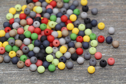 6mm Matte Multicolor Gumball Beads, Frosted Round Acrylic Loose Beads, Matte Bubblegum Beads, Chunky Beads, Round Plastic Beads #2194