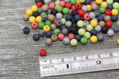 6mm Matte Multicolor Gumball Beads, Frosted Round Acrylic Loose Beads, Matte Bubblegum Beads, Chunky Beads, Round Plastic Beads #2194