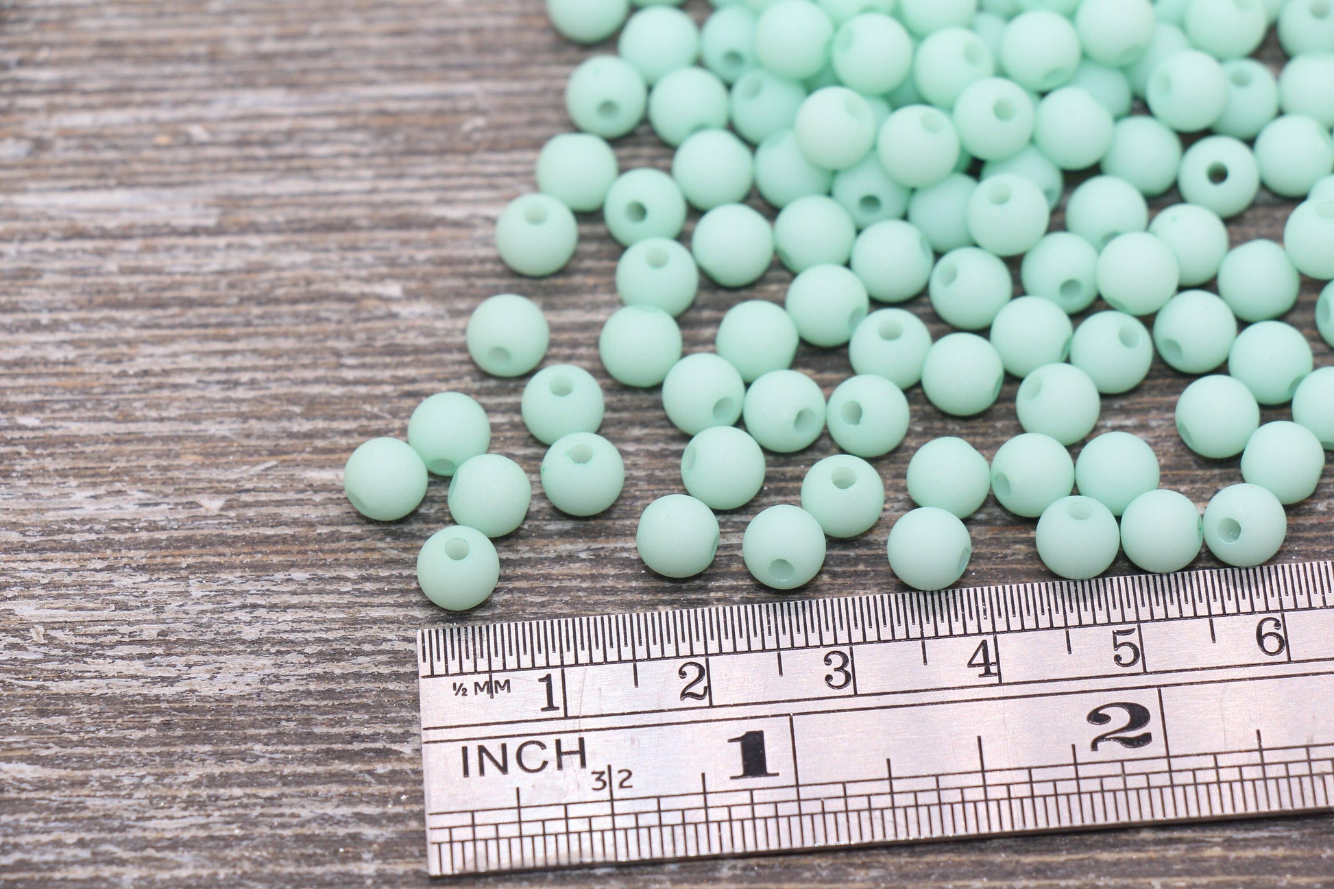 6mm Matte Mint Gumball Beads, Frosted Round Acrylic Loose Beads, Matte Bubblegum Beads, Chunky Beads, Round Plastic Beads #2195