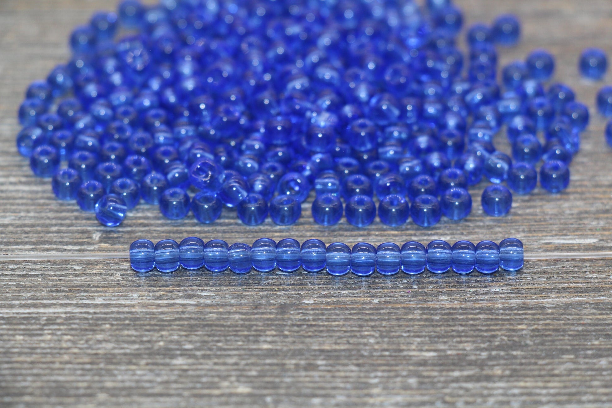 Round Transparent Glass Beads, 4mm Glass Round Seed Beads, Royal Blue Trans Seed Beads, Beading Supplies #2145