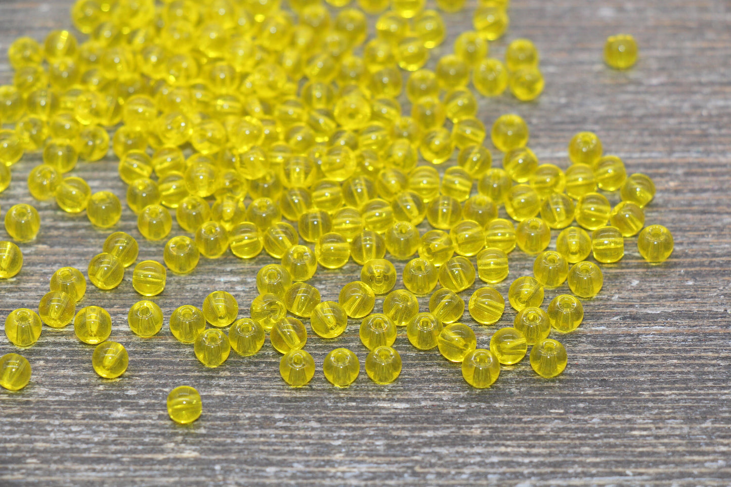 Round Transparent Glass Beads, 4mm Glass Round Seed Beads, Yellow Trans Seed Beads, Beading Supplies #2150