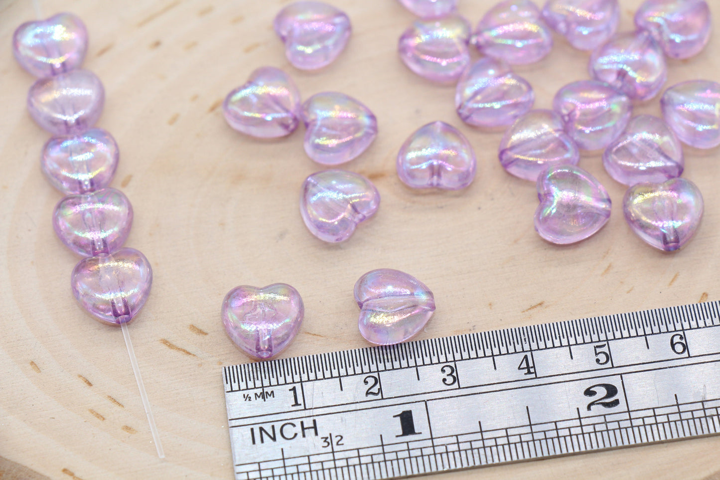 Iridescent Heart Beads, Transparent Purple Heart Beads, Purple AB Beads, Heart Shape Acrylic Beads, Bracelet Making Jewelry Finding #2198