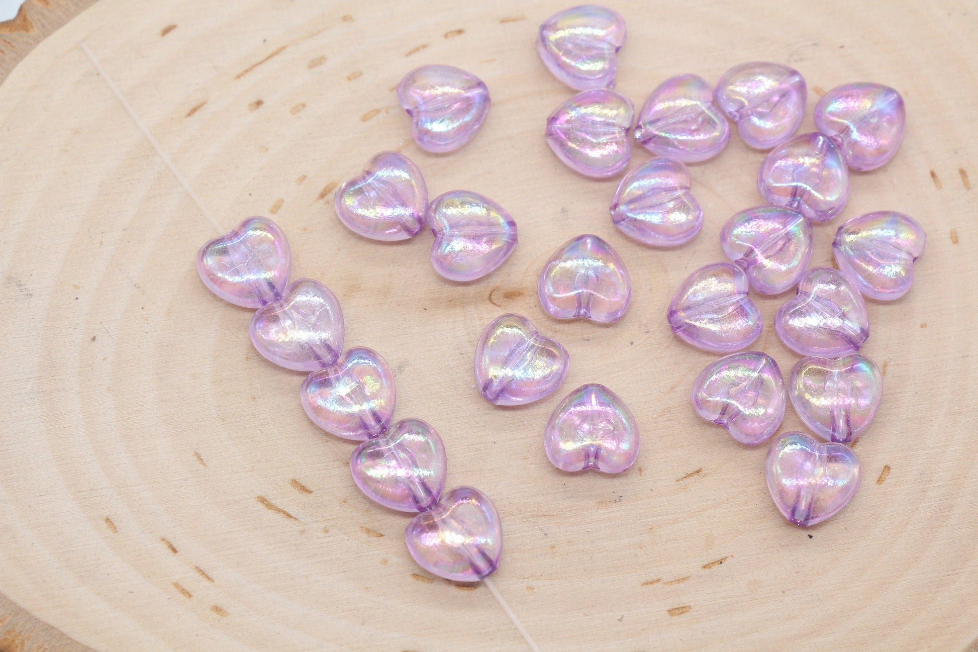 Iridescent Heart Beads, Transparent Purple Heart Beads, Purple AB Beads, Heart Shape Acrylic Beads, Bracelet Making Jewelry Finding #2198