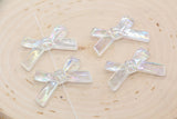 Transparent Bow Beads, Iridescent Acrylic Ribbon Bow Beads, Clear AB Bow Beads, Vertical Hole Bow Beads, Jewelry Beads #2201