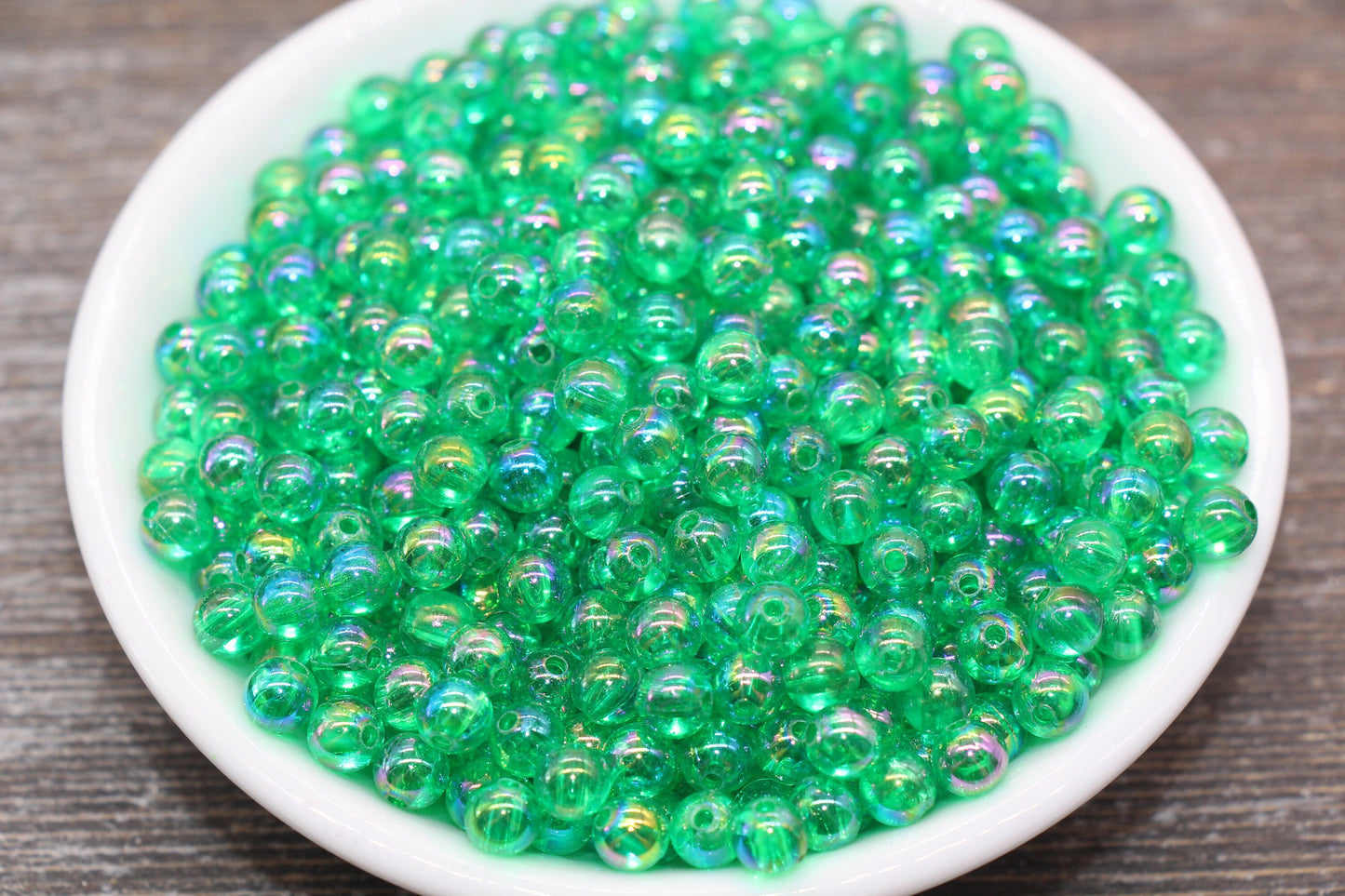 6mm Green AB Round Beads, Iridescent Acrylic Gumball Beads, Transparent Round Spacer Beads, Bubblegum Beads, Plastic Round Bead #2217