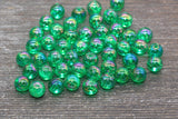 10mm Green AB Round Beads, Iridescent Purple Acrylic Gumball Beads, Translucent Round Beads, Bubblegum Beads, Plastic Round Bead #2219