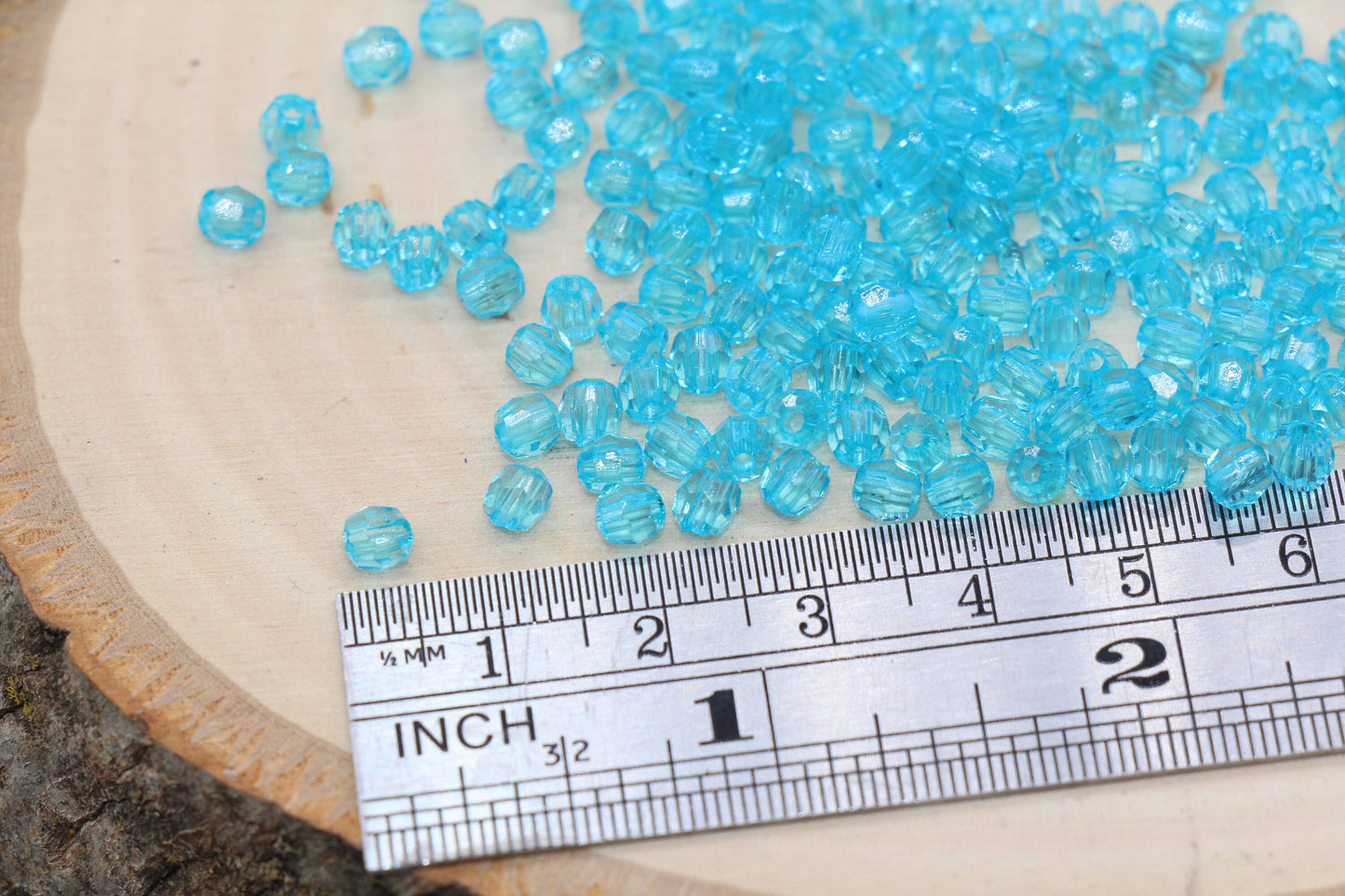 4mm Blue Faceted Beads, Transparent Faceted Acrylic Gumball Beads, Blue Faceted Spacer Beads, Bubblegum Beads #2229