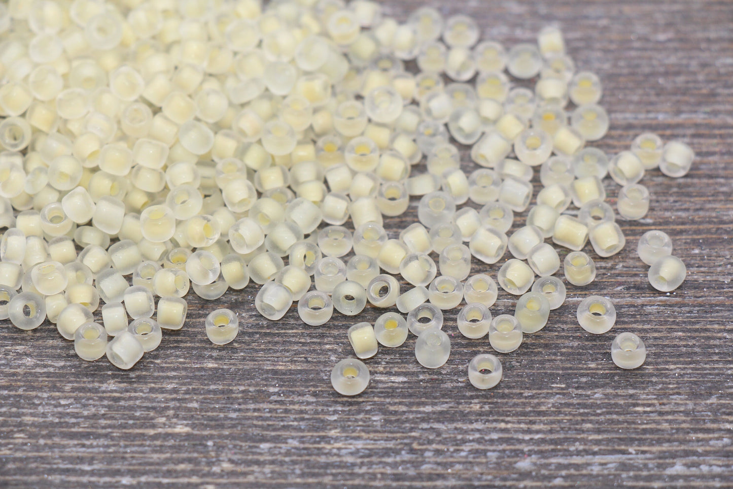 Matte Glass Seed Beads, 4mm 6/0 Glass Round Seed Beads, Matte Beads with Light Yellow Lining, Frosted Seed Beads, Beading Supplies #2230