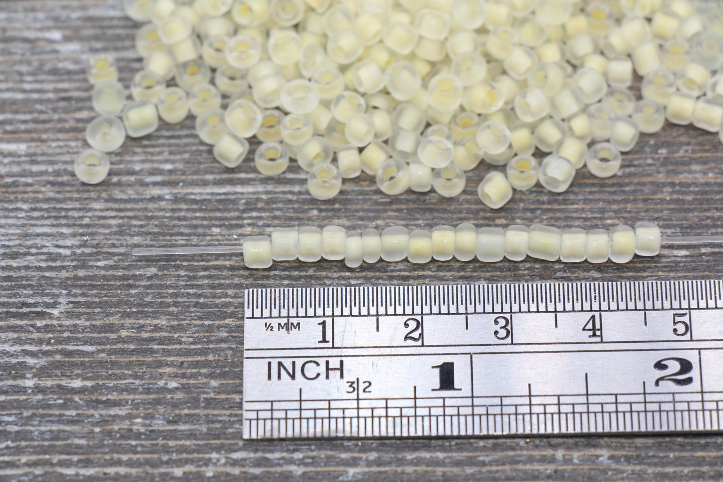 Matte Glass Seed Beads, 4mm 6/0 Glass Round Seed Beads, Matte Beads with Light Yellow Lining, Frosted Seed Beads, Beading Supplies #2230