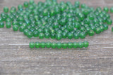 Round Matte Glass Beads, 4mm Glass Round Seed Beads, Frosted Translucent Green Seed Beads, Beading Supplies #2242