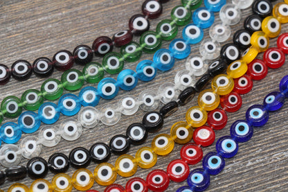 8mm Eyeball Glass Beads, Evil Eyeball Beads, Turkish Eye Beads, Greek Eye Beads, Multicolor Glass Eyeball Beads
