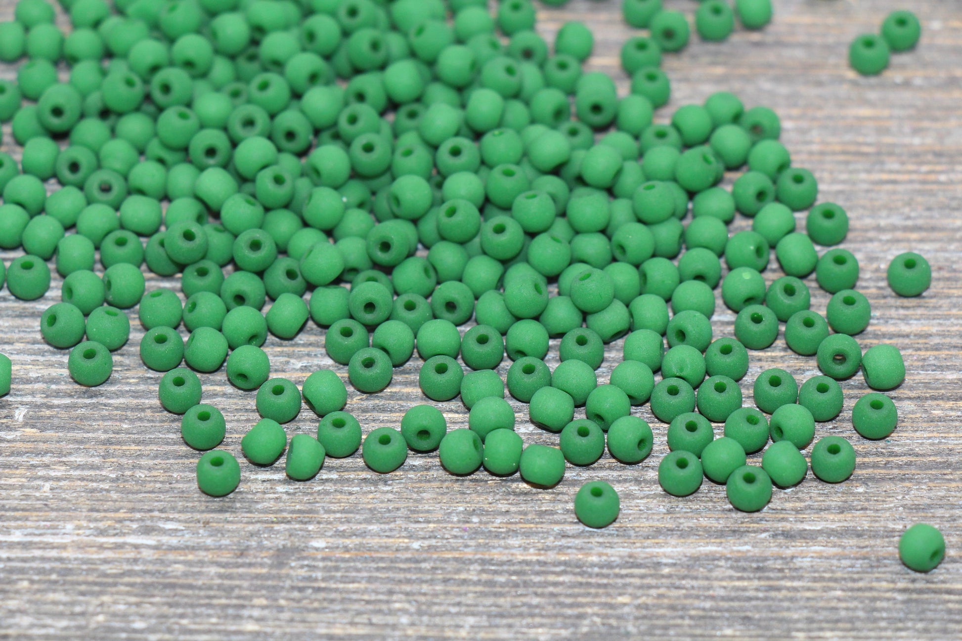 Round Matte Glass Beads, 4mm Glass Round Seed Beads, Frosted Green Seed Beads, Beading Supplies #2151