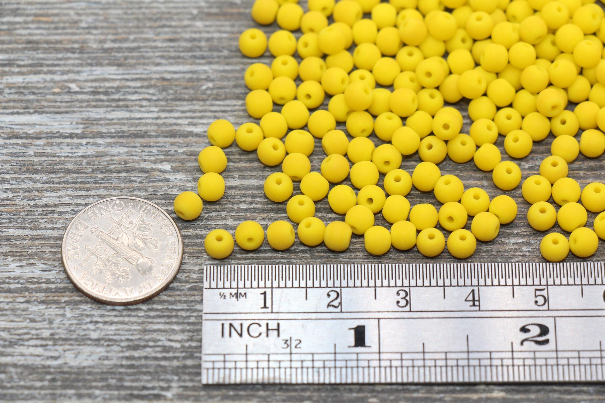 Round Matte Glass Beads, 4mm Glass Round Seed Beads, Frosted Mustard Yellow Seed Beads, Beading Supplies #2152