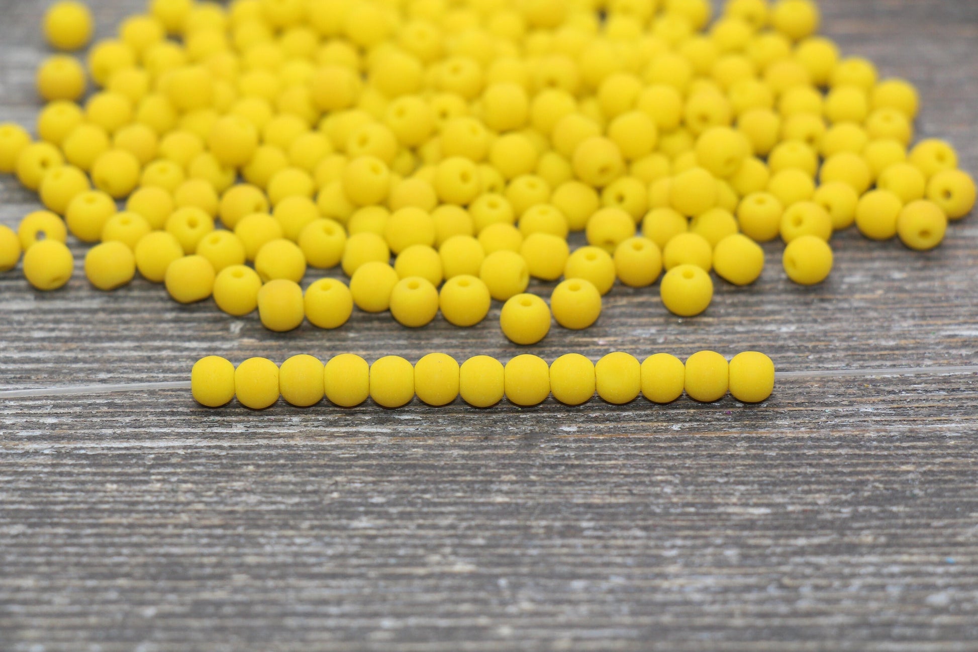 Round Matte Glass Beads, 4mm Glass Round Seed Beads, Frosted Mustard Yellow Seed Beads, Beading Supplies #2152