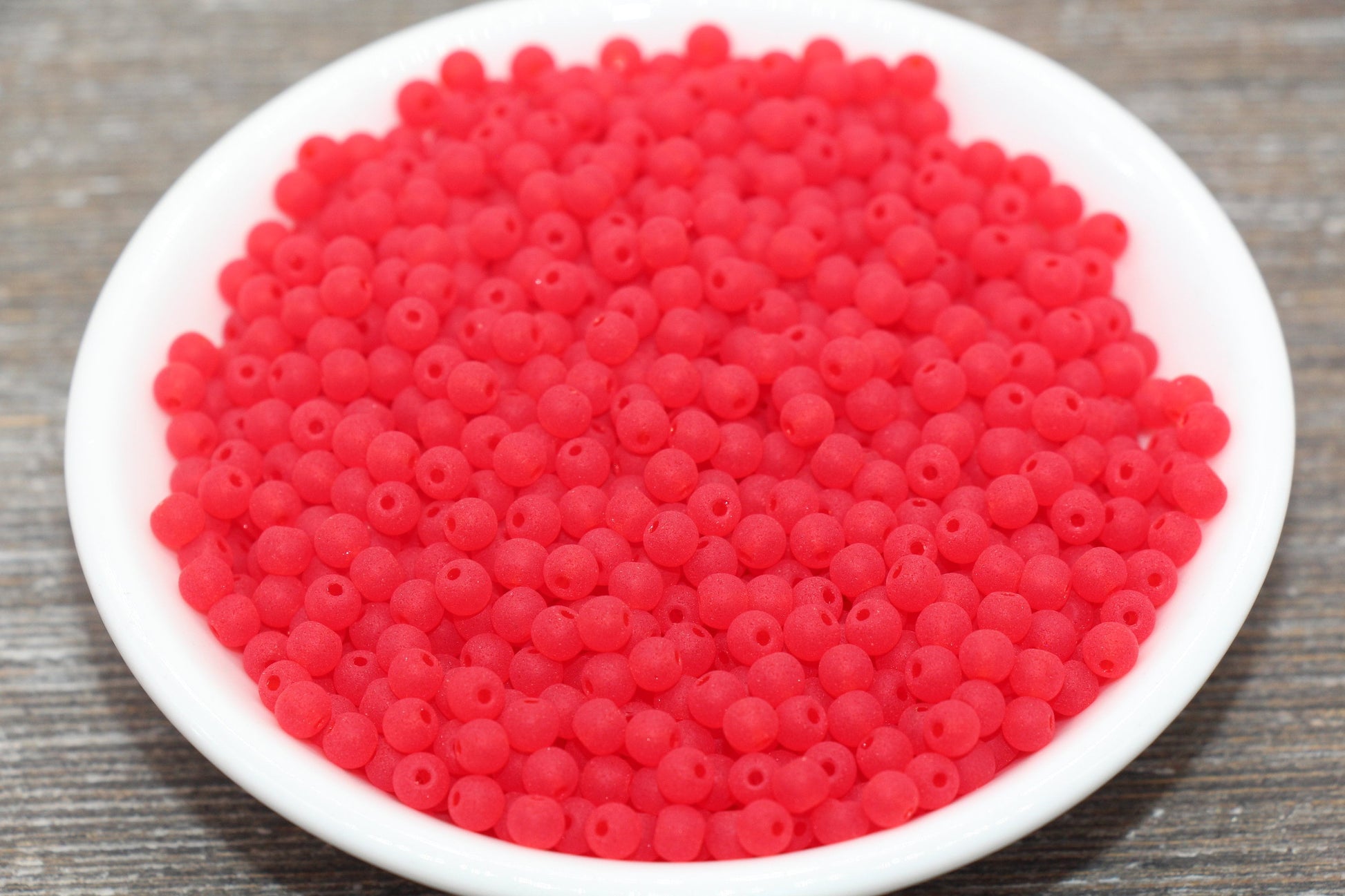 Round Matte Transparent Glass Beads, 4mm Glass Round Seed Beads, Frosted Red Trans Seed Beads, Beading Supplies #2160