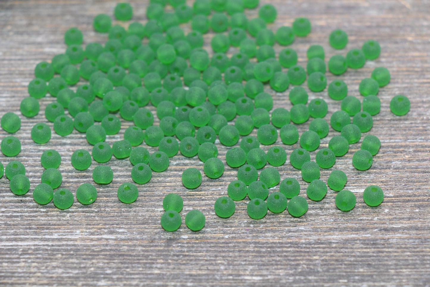 Round Matte Transparent Glass Beads, 4mm Glass Round Seed Beads, Frosted Green Trans Seed Beads, Beading Supplies #2162