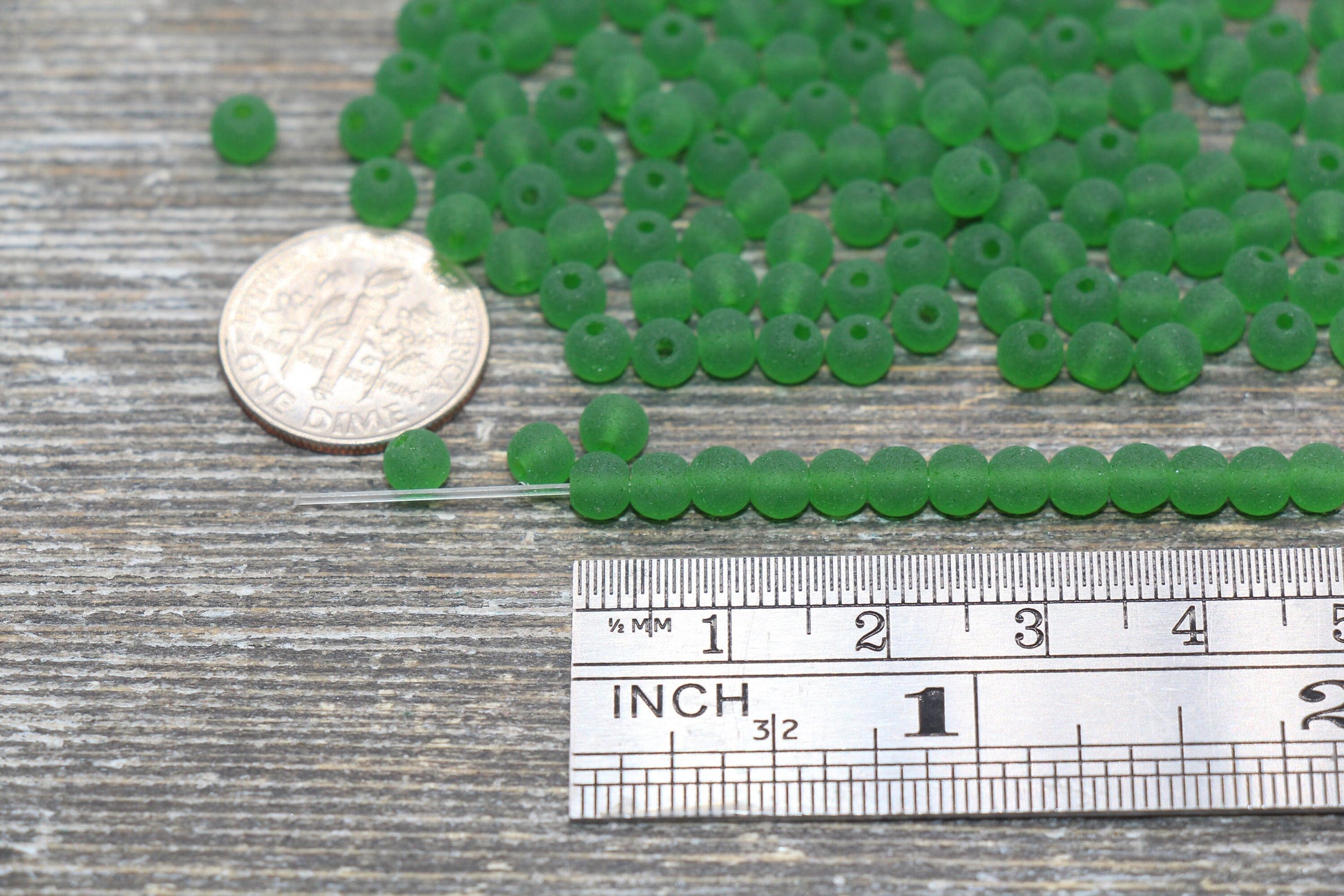 Round Matte Transparent Glass Beads, 4mm Glass Round Seed Beads, Frosted Green Trans Seed Beads, Beading Supplies #2162