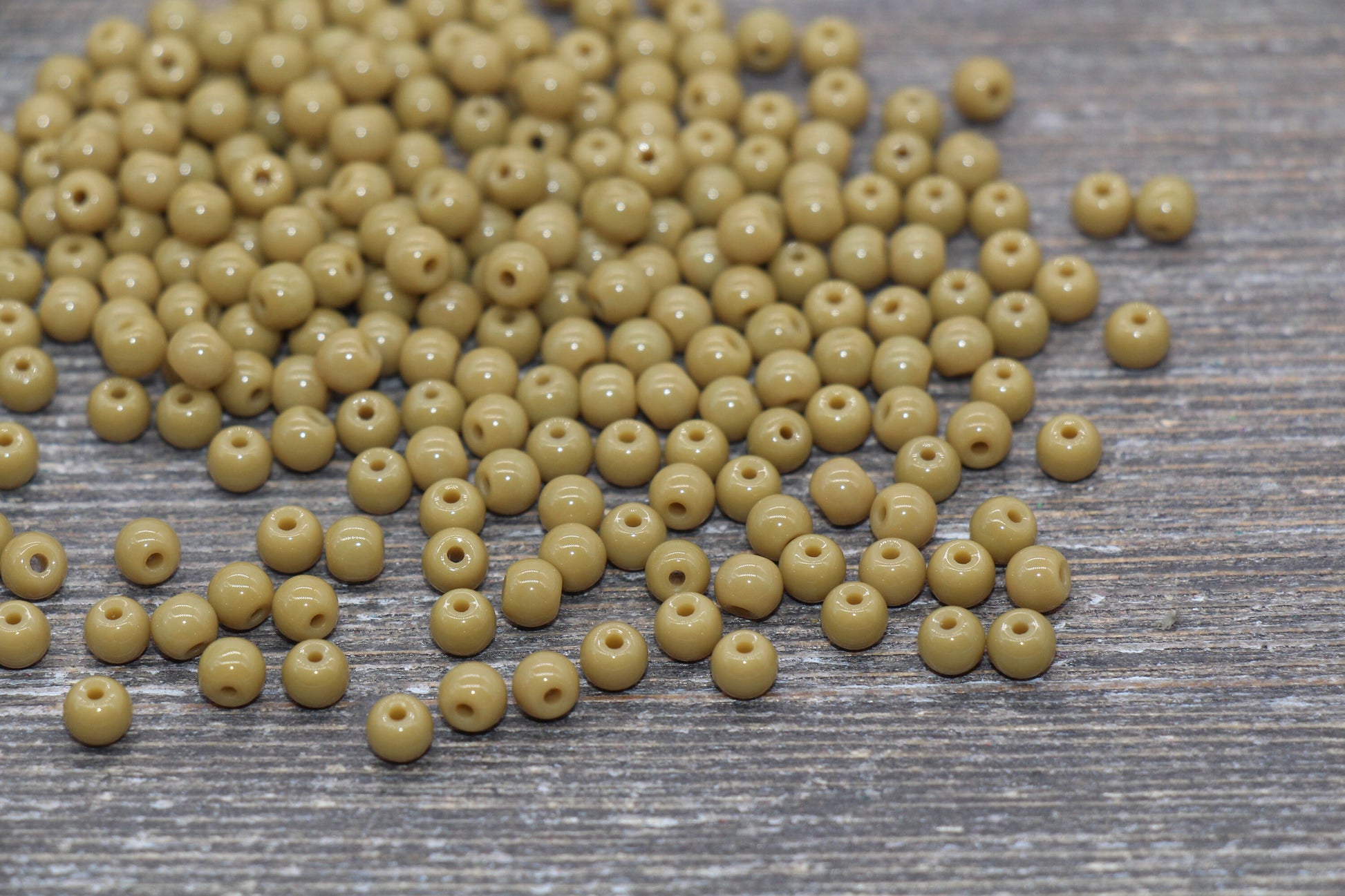 Round Green Glass Beads, 4mm Glass Round Seed Beads, Opaque Moss Green Seed Beads, Beading Supplies #2168