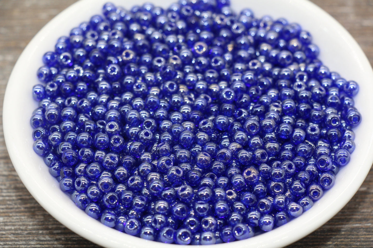 Round Transparent Blue Glass Beads, 4mm Glass Round Seed Beads, Glossy Royal Blue Seed Beads, Beading Supplies #2171