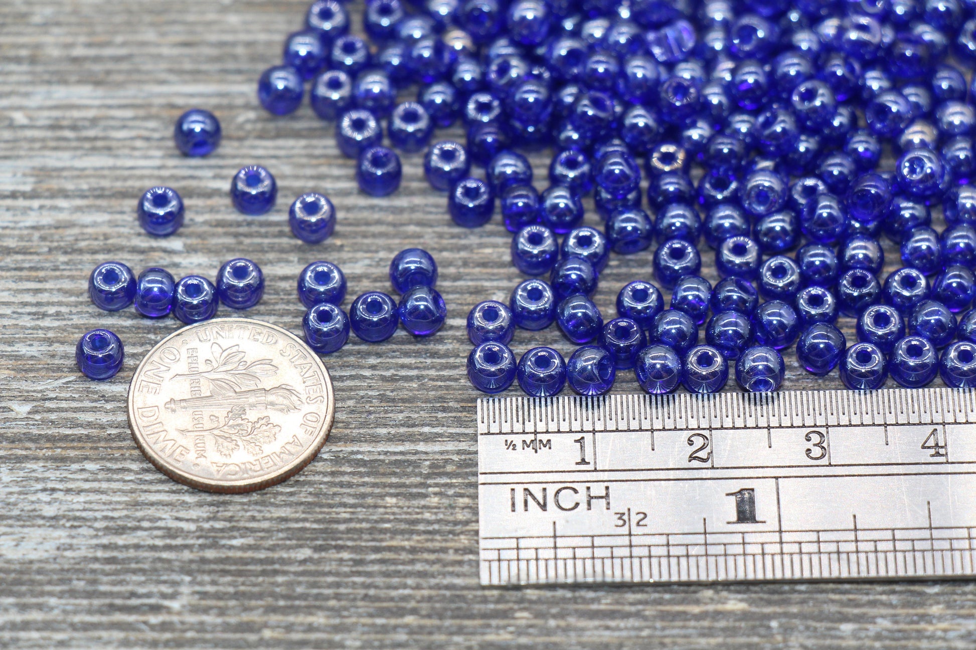 Round Transparent Blue Glass Beads, 4mm Glass Round Seed Beads, Glossy Royal Blue Seed Beads, Beading Supplies #2171