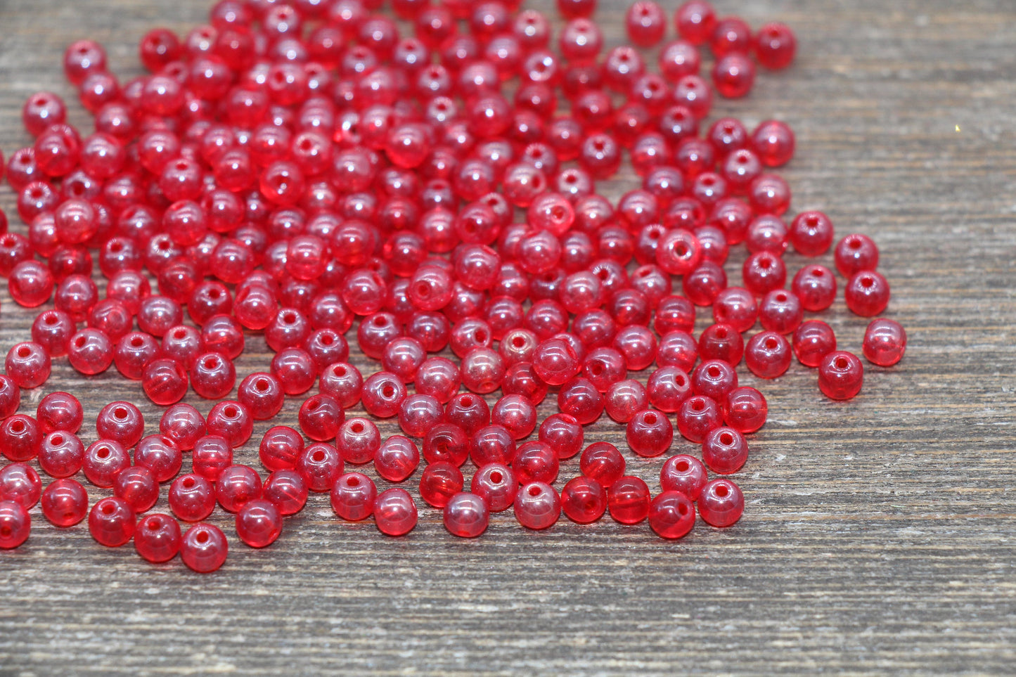 Round Transparent Red Glass Beads, 4mm Glass Round Seed Beads, Glossy Red Seed Beads, Beading Supplies #2174