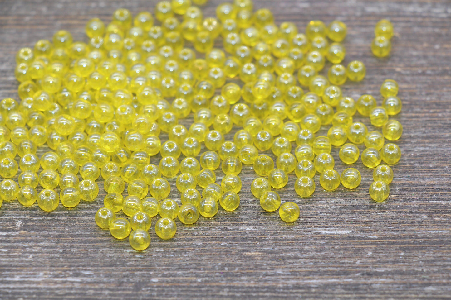 Round Transparent Yellow Glass Beads, 4mm Glass Round Seed Beads, Glossy Yellow Seed Beads, Beading Supplies #2176