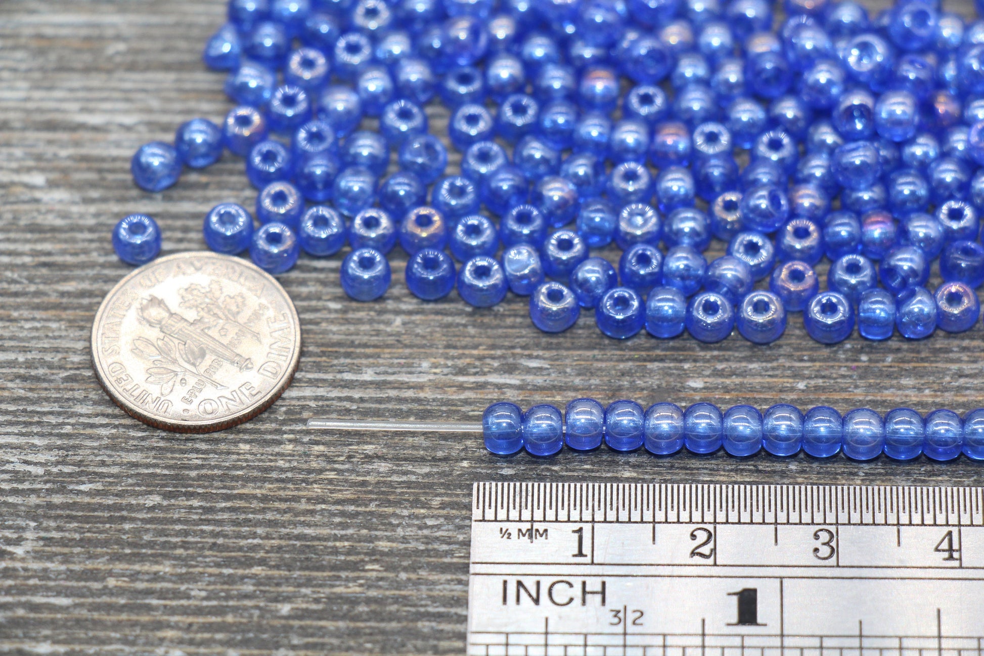 Round Transparent Blue Glass Beads, 4mm Glass Round Seed Beads, Glossy Blue Seed Beads, Beading Supplies #2177