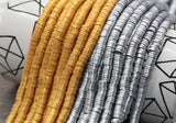 4mm/6mm 6mm gold or silver shimmer heishi beads for bracelets and DIY jewelry