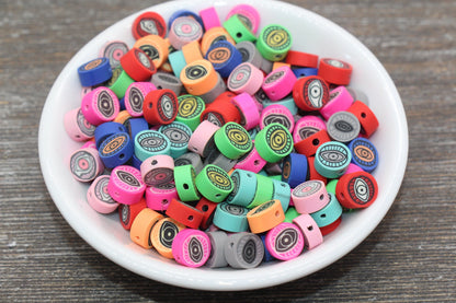 Evil Eye Polymer Clay Beads, Multicolored Evil Eye Fimo Cane Beads, Assorted Evil Eye Beads, Rainbow Evil Eye Slice Beads #66