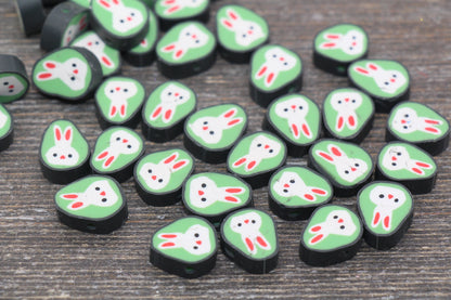 Bunny Polymer Clay Beads, Cute Bunny Clay Beads, Rabbit Clay Beads, Jewelry Beads, Beads for Bracelet #79