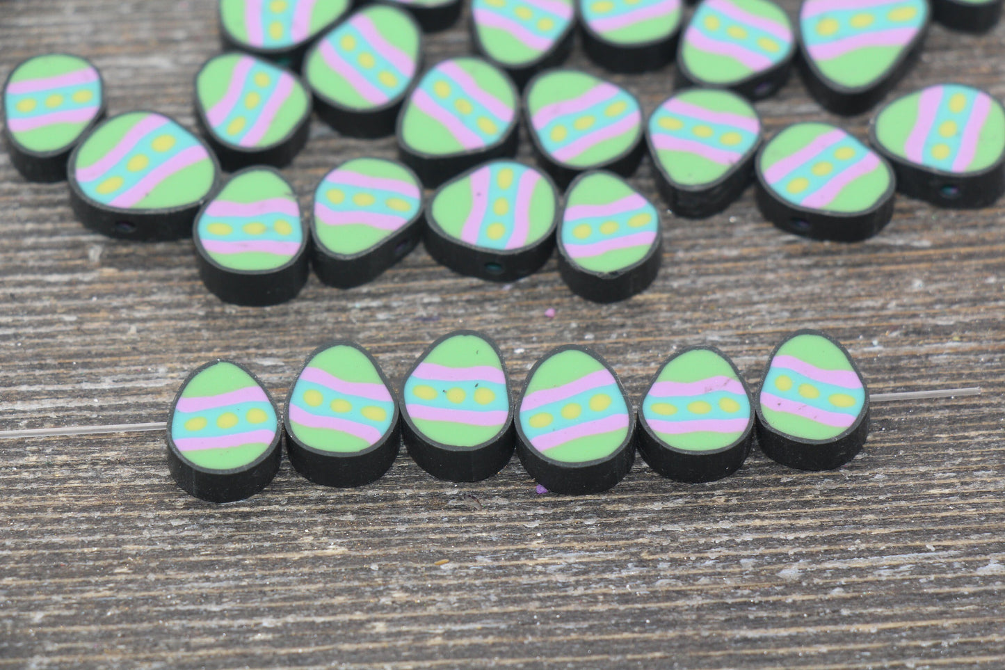 Egg Polymer Clay Beads, Cute Easter Egg Clay Beads, Jewelry Beads, Beads for Bracelet #81