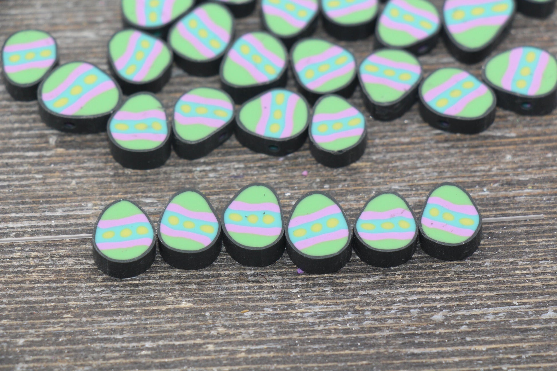 Egg Polymer Clay Beads, Cute Easter Egg Clay Beads, Jewelry Beads, Beads for Bracelet #81