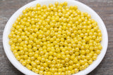 Round Lemon Yellow Glossy Glass Beads, 4mm Glass Round Seed Beads, Glossy Yellow Opaque Seed Beads, Beading Supplies #2185