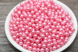 6mm Pink Faux Pearl Beads, Faux Pearl Gumball Beads, Imitation Pearl Beads, Chunky Beads, Smooth Plastic Round Beads #2247