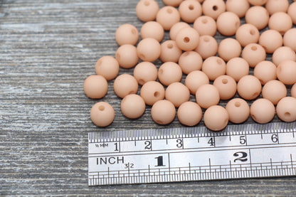 8mm Matte Dusty Peach Round Beads, Acrylic Gumball Bead, Frosted Peach Round Spacer Beads, Bubblegum Beads, Plastic Round Bead #2186