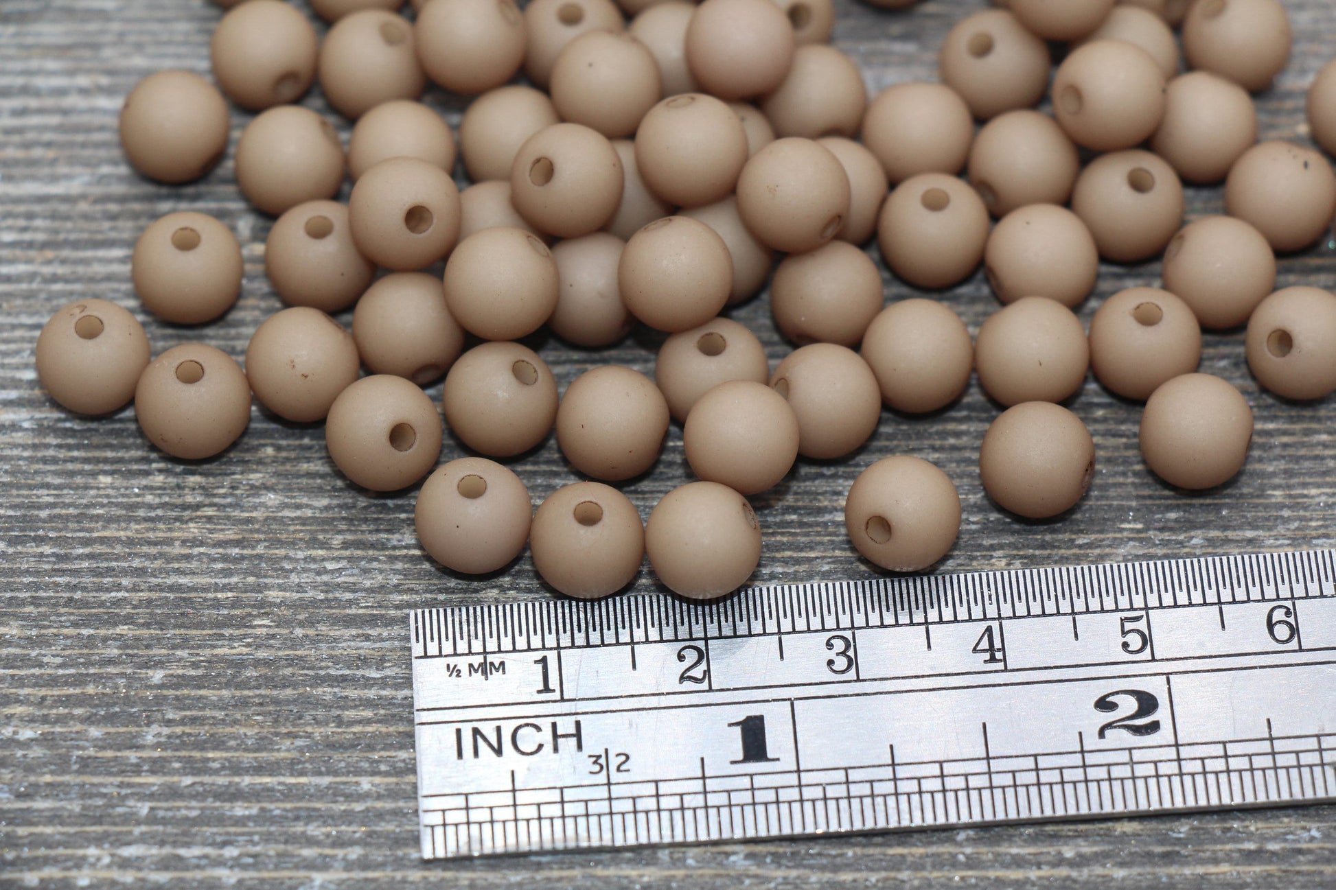 8mm Matte Taupe Round Beads, Acrylic Gumball Bead, Frosted Taupe Round Spacer Beads, Bubblegum Beads, Plastic Round Bead #2187