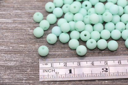 8mm Matte Mint Round Beads, Acrylic Gumball Bead, Frosted Mint Round Spacer Beads, Bubblegum Beads, Plastic Round Bead #2189