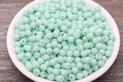 6mm Matte Mint Gumball Beads, Frosted Round Acrylic Loose Beads, Matte Bubblegum Beads, Chunky Beads, Round Plastic Beads #2195