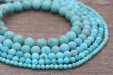 Matte Turquoise Beads, Frosted Turquoise Gemstone Round Beads, Size 4mm 6mm 8mm 10mm 12mm, #243
